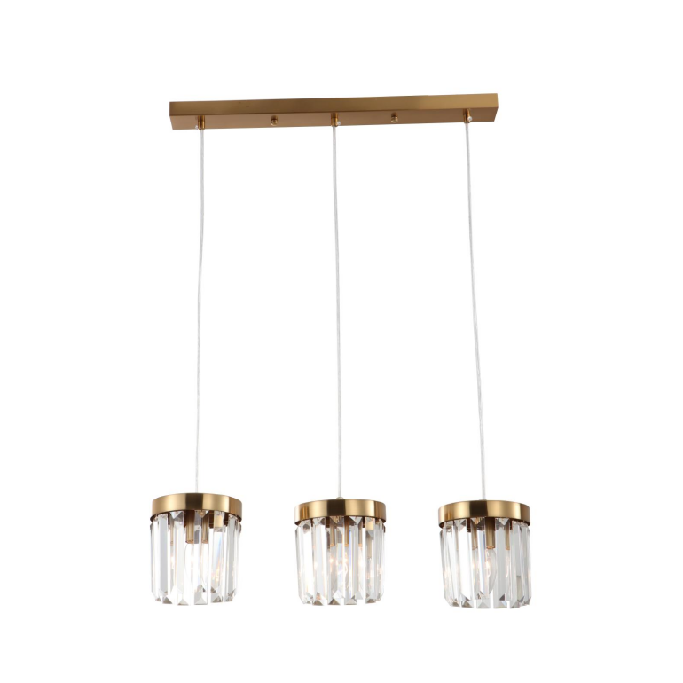 3-cahaya E14 Brass Brass K9 Crystal Bar Loket Cahaya