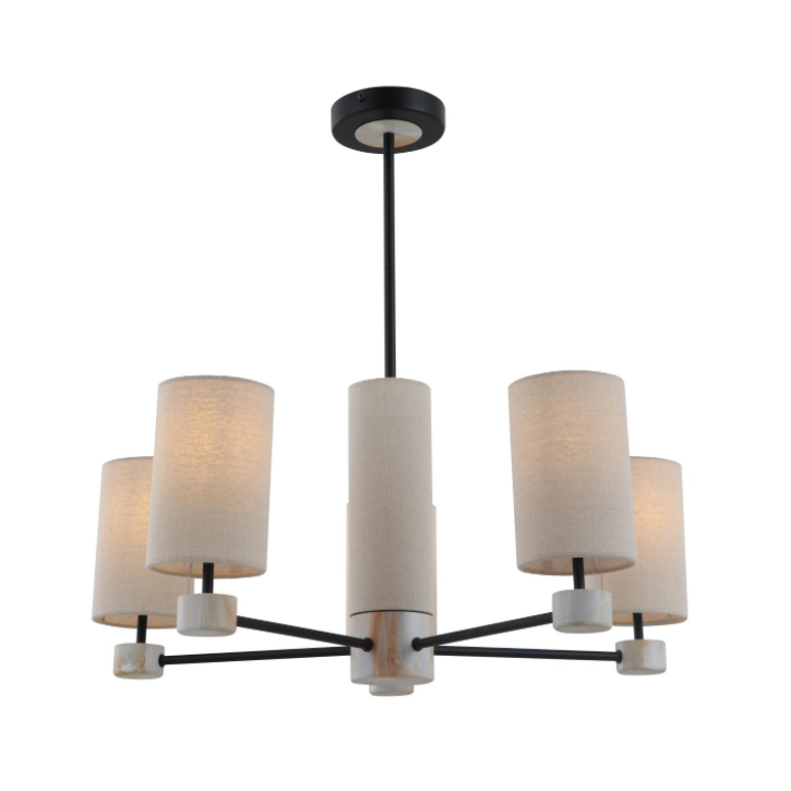 Lampu Loket Logam 5-Lampu Linen kuning air