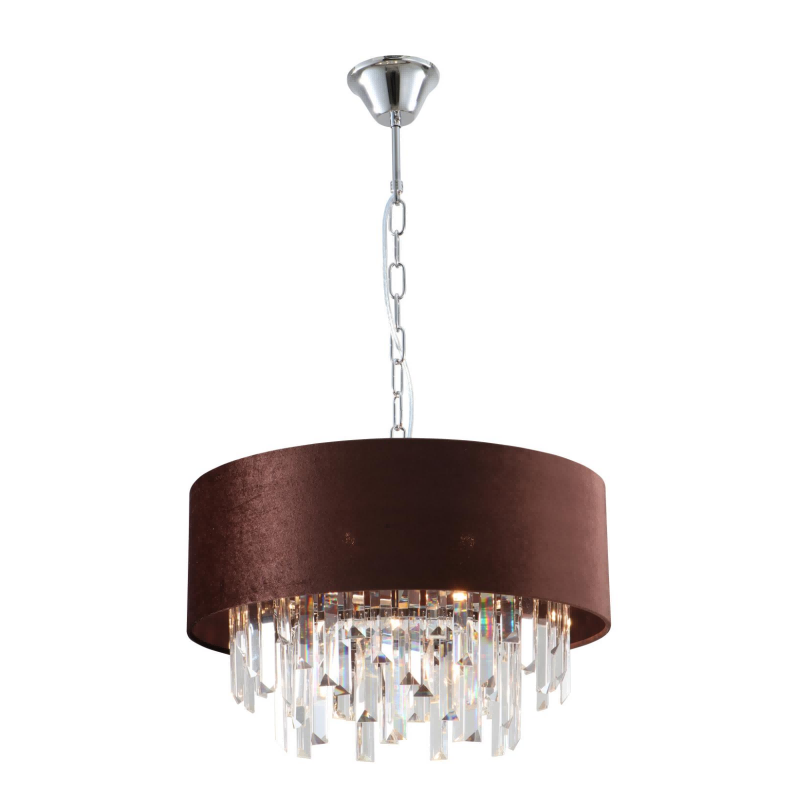 7 lampu K9 ​​Crystal Velvet Drum Shades Chandelier