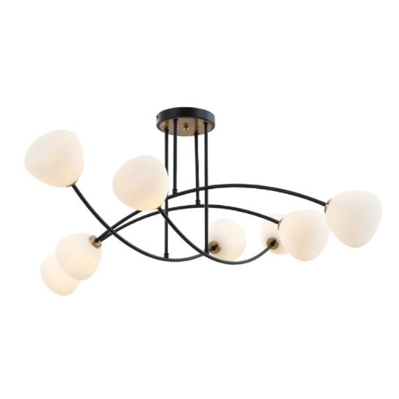 Lampu siling gunung hitam 8-kaca hitam