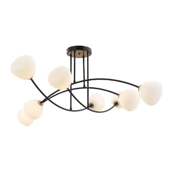 Lampu siling gunung hitam 8-kaca hitam