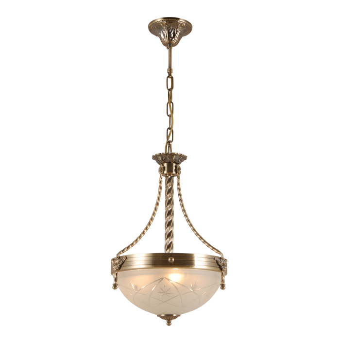 Copper Finish Hand-Carved Glass Retro Chandelier