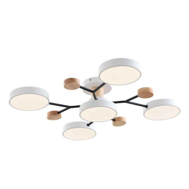 Lampu siling LED moden dengan loghat kayu