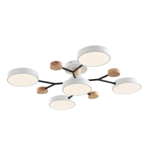 Lampu siling LED moden dengan loghat kayu