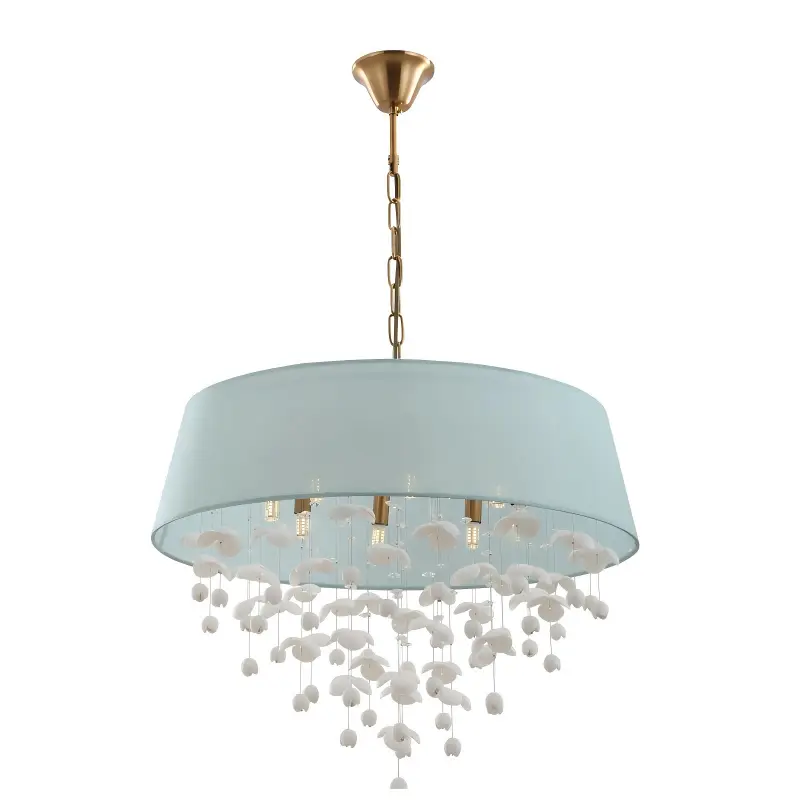 Candelier Gendang Porcelain Moden 8-lampu Candelier Untuk Ruang Tamu